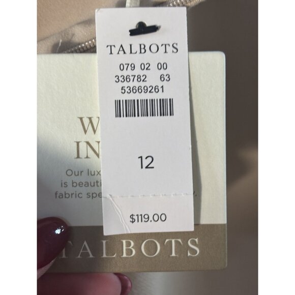 Talbots Beige Button-Front Skirt Size 12 Woven In Italy Tailored Knee-Length - Picture 4 of 11